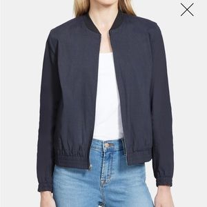 Silk Navy Bomber Jacket